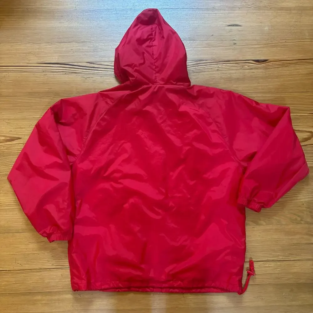 Tri-Mountain Nascar red quarter zip hooded lined wind breaker jacket SIZE L‎